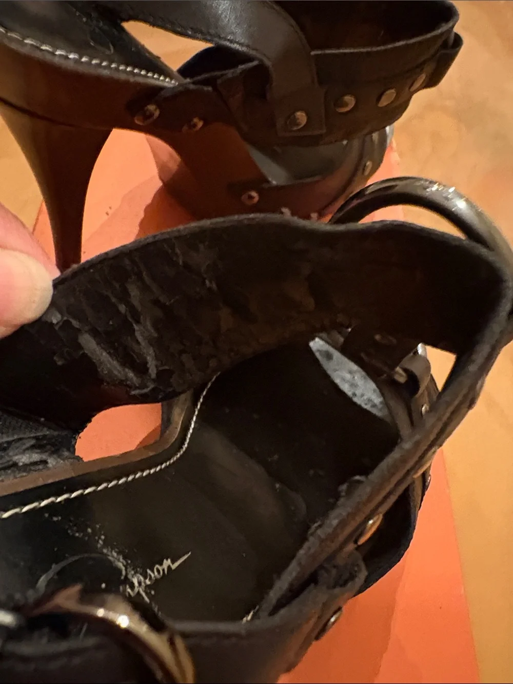 Jessica Simpson Black Studded T-Strap High Heel Sandals